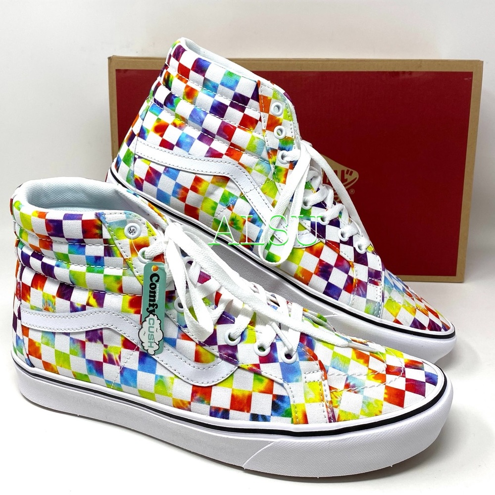 VANS SK8-HI Tie Dye Checker Canvas Men’s Sneakers Size 11.5 VN0A3WMCWWX - Picture 6 of 12